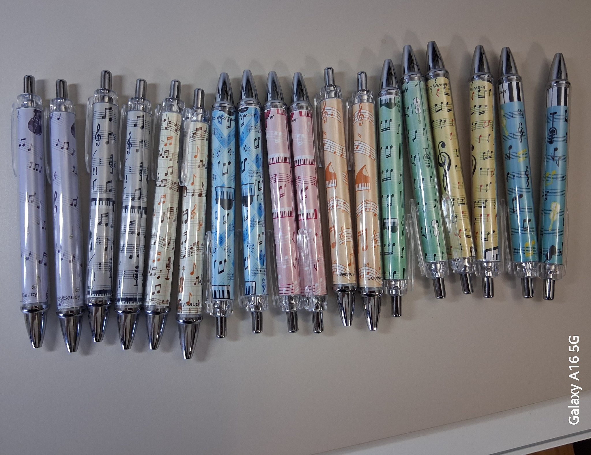 Pastel Musical Design Ballpoint Pen with Acrylic Cover — INV 8